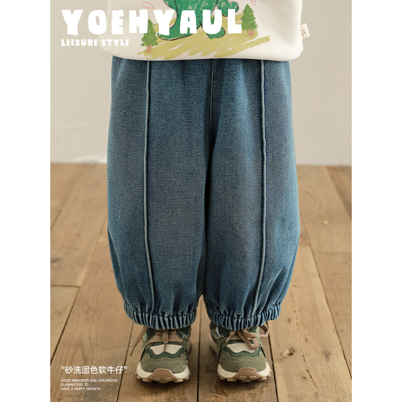 幼悠童装男童秋冬装加绒休闲牛仔裤宝宝裤子儿童潮牌服装潮N5907