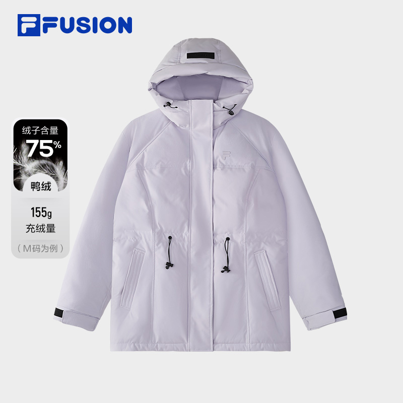 FILA斐乐运动羽绒服女款连帽防风冬季保暖鸭绒厚外套T11W515904F