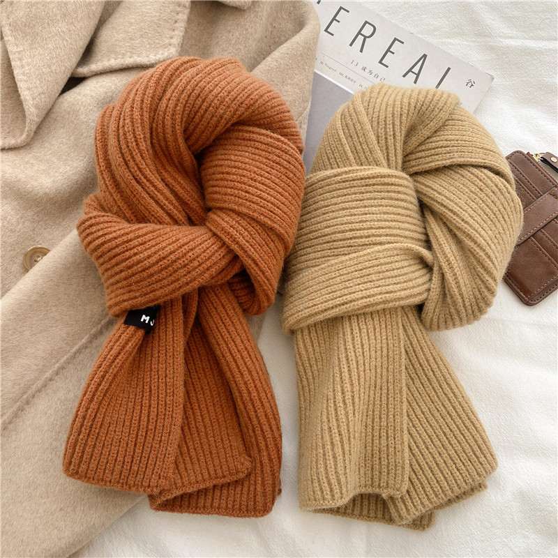 围巾冬季女针织时尚百搭韩版学生潮流情侣针织毛线保暖纯色围脖