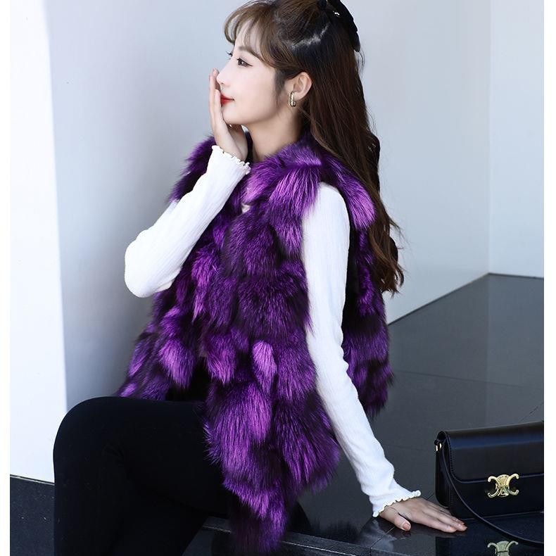 新款纯真狐狸毛马甲时尚秋冬季外套狐狸毛坎肩马甲女士百搭