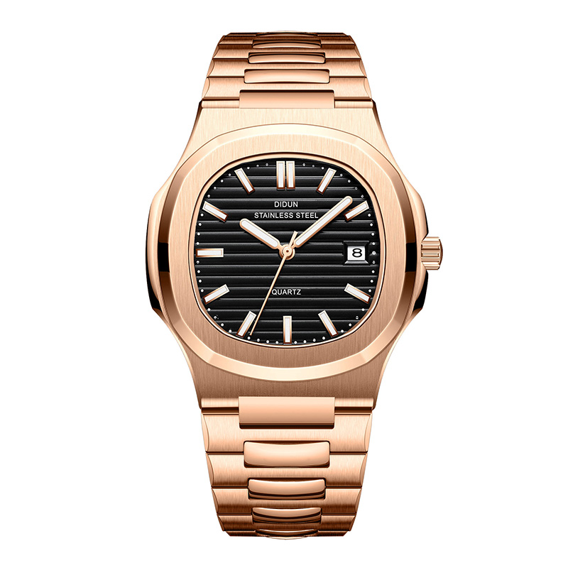 （送真皮表带）迪顿进口机芯超薄款玫瑰金鹦鹉螺机械表气质轻奢