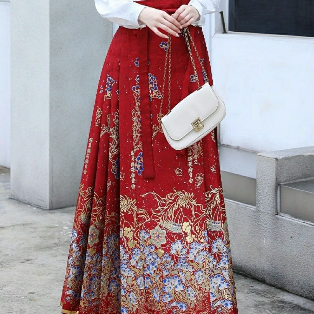 新款汉服女马面裙织金妆花螺钿国风日常仙气套装织金马汉元素古风