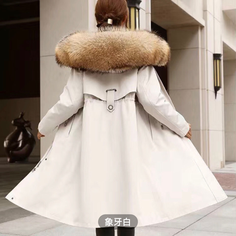 女款冬季皮草短款派克服保暖长款舌头款连帽大毛领时尚休闲修身