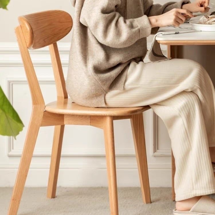 全实木路易斯餐椅北欧简约家用靠背书桌椅原木风蝴蝶椅日式餐桌椅