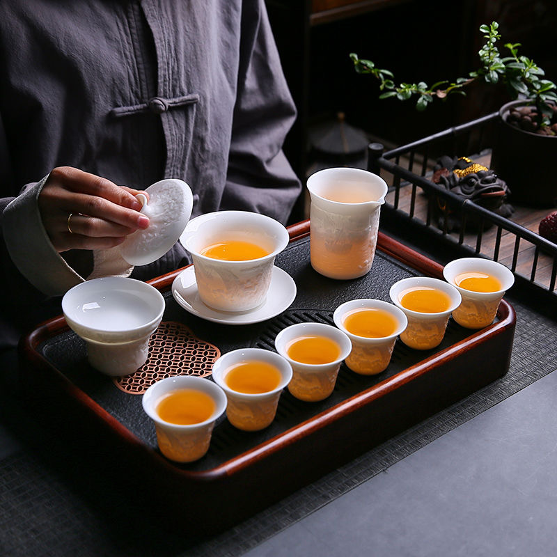 【都彩】羊脂玉瓷茶具套装家用