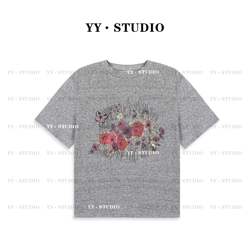 【YANYAN】蝴蝶花印花短袖百搭夏季上衣T恤YY-1134
