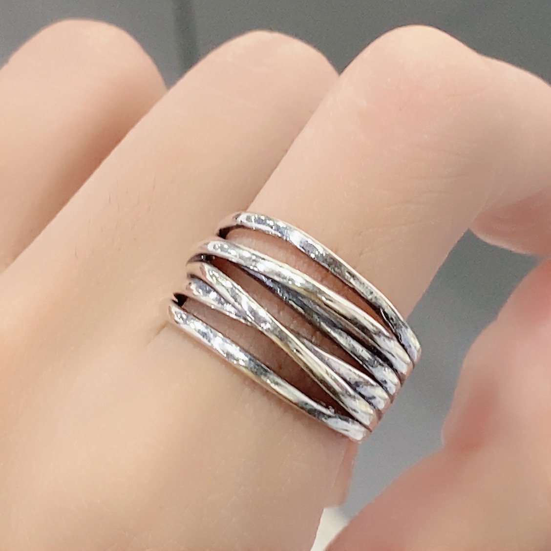 925银戒指 复古重工大气百搭多层戒指