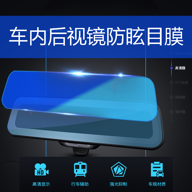 通用款新升级汽车车内后视镜防远光膜防眩光车内倒车镜防眩目贴膜