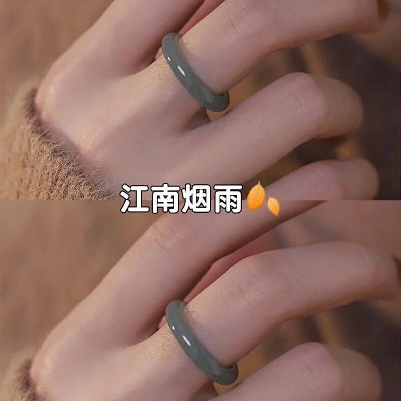 仿玉原创国风细素圈戒指不掉色时尚古风冷淡风ins