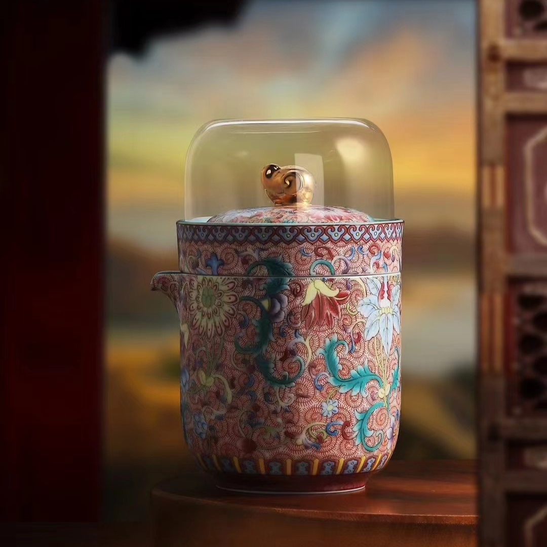 五言六器茶具景德镇五言六器旅行茶具手工珐琅彩茶具套装