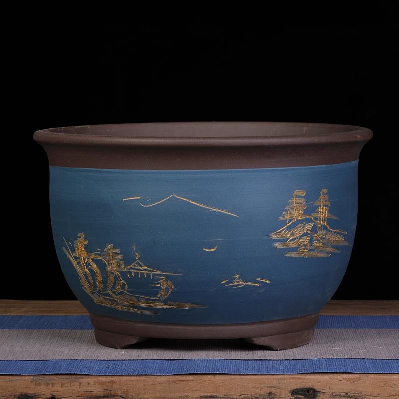 紫砂花盆捡漏清仓大号兰花盆阳台种菜盆栽花卉特大包邮陶瓷花盆