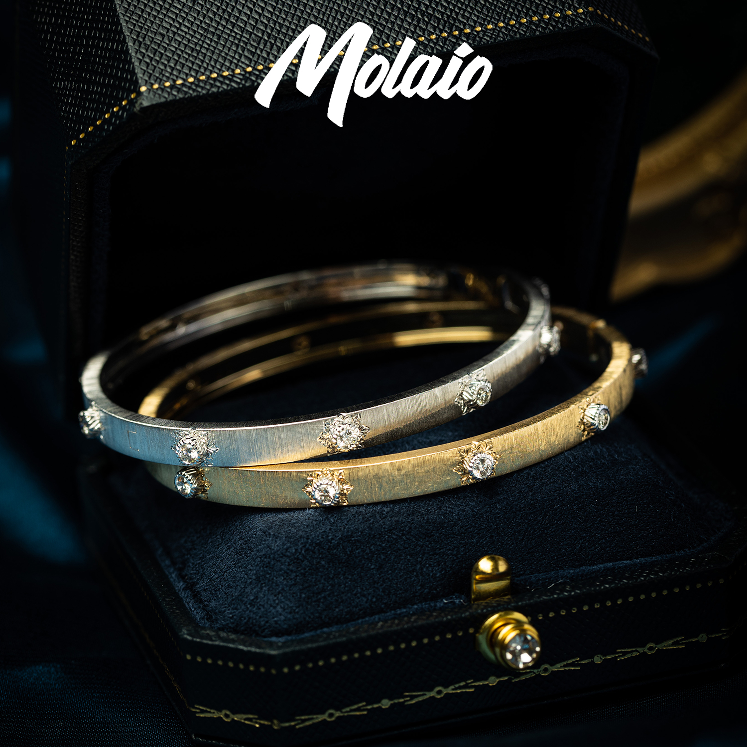 【天然钻石】【10钻 5mm拉丝手镯】18K金复古宫廷风时尚百搭XV G002