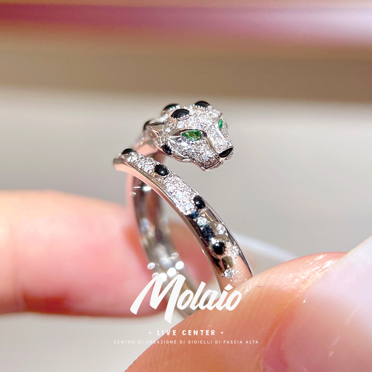  【天然钻石】【豹子戒指】18K金钻石豪华镶嵌轻奢复古女戒XV L201