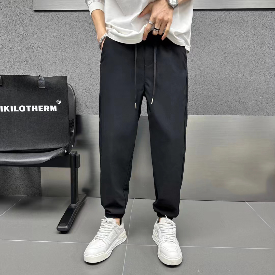 X091秋季男士款垂感抗皱束脚休闲裤简约休闲百搭纯色透气休闲裤