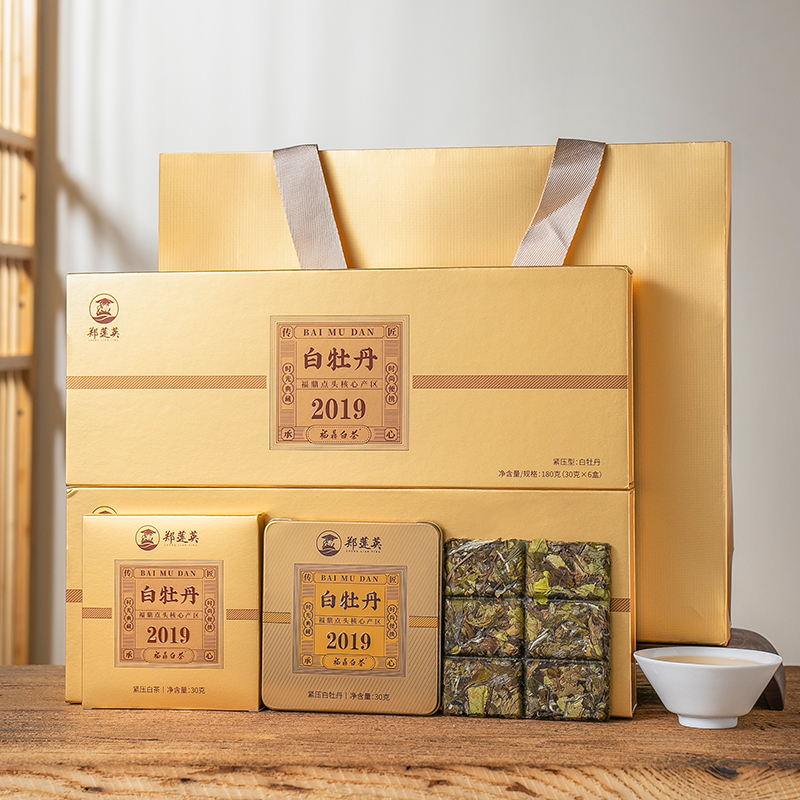 郑莲英箱装2019年白牡丹方片福鼎白茶叶高山白牡丹送礼白牡丹白茶