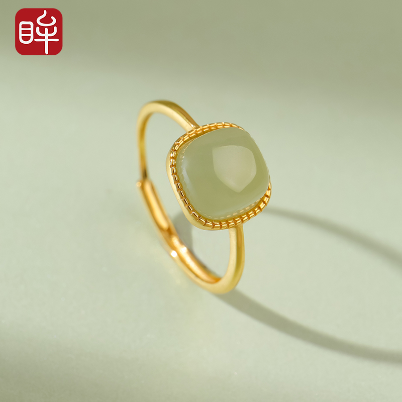 印象眸S925银和田玉方糖戒指 多样性发一 ND