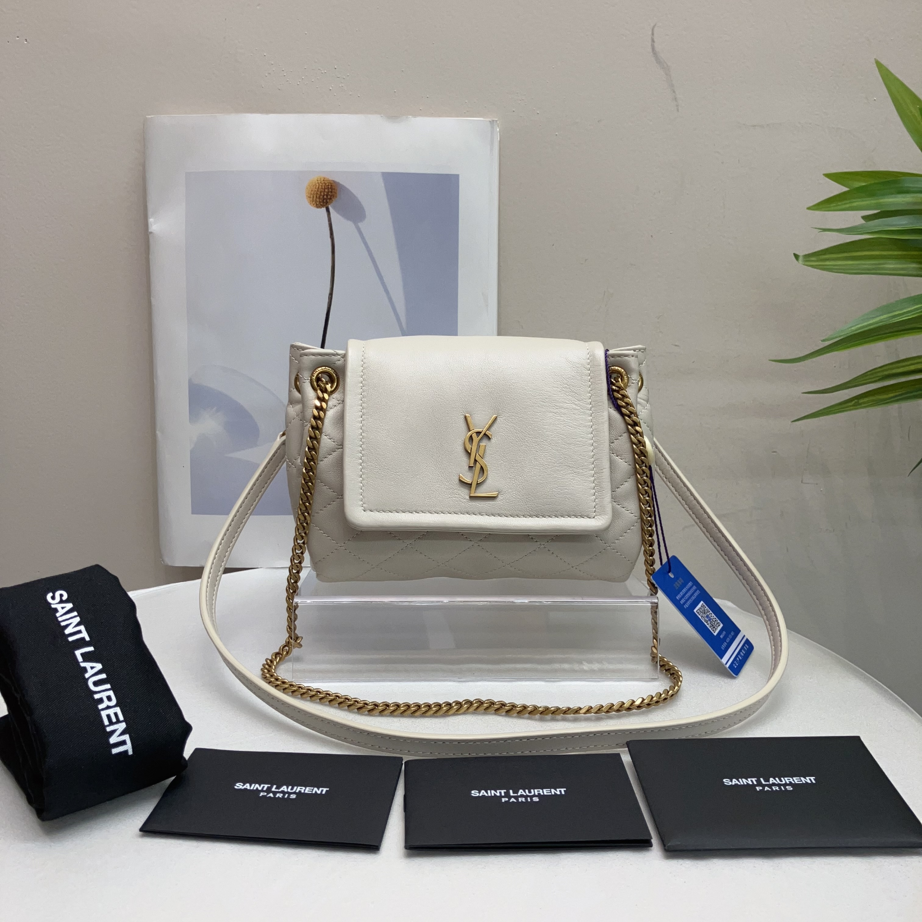 95新 Saint Laurent Paris W圣罗兰白色nolita单肩包89929562