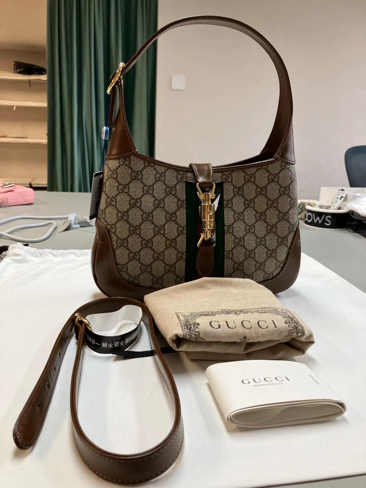 95新 GUCCI/古驰 W老花jackie 1961 小号单肩包27474578定金