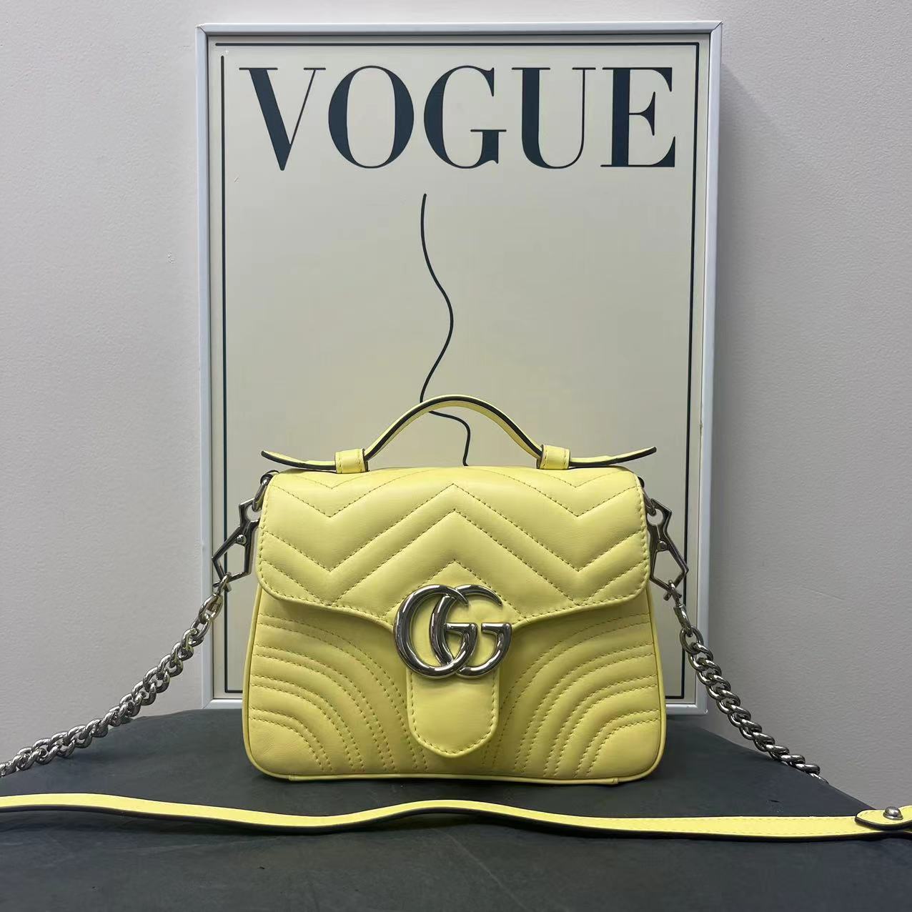 95新 GUCCI/古驰 W古驰黄色马蒙邮差包单肩包49054593