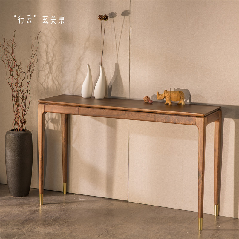 条案现代简约大气黑胡桃木窄桌北欧玄关供桌条几实木新中式条桌