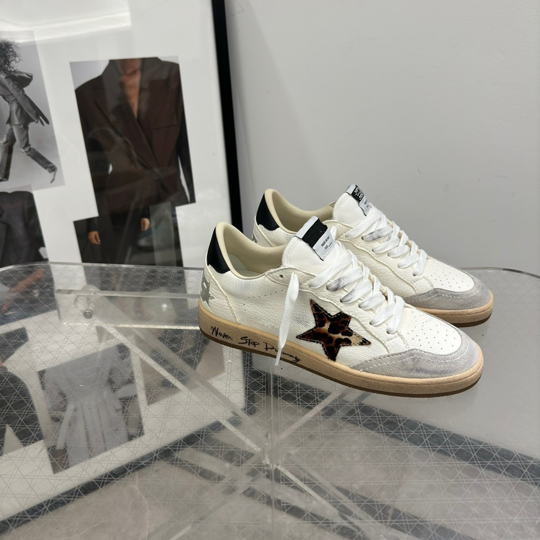 ball系列豹纹星黑尾复古做旧小脏鞋女运动休闲内增高板鞋