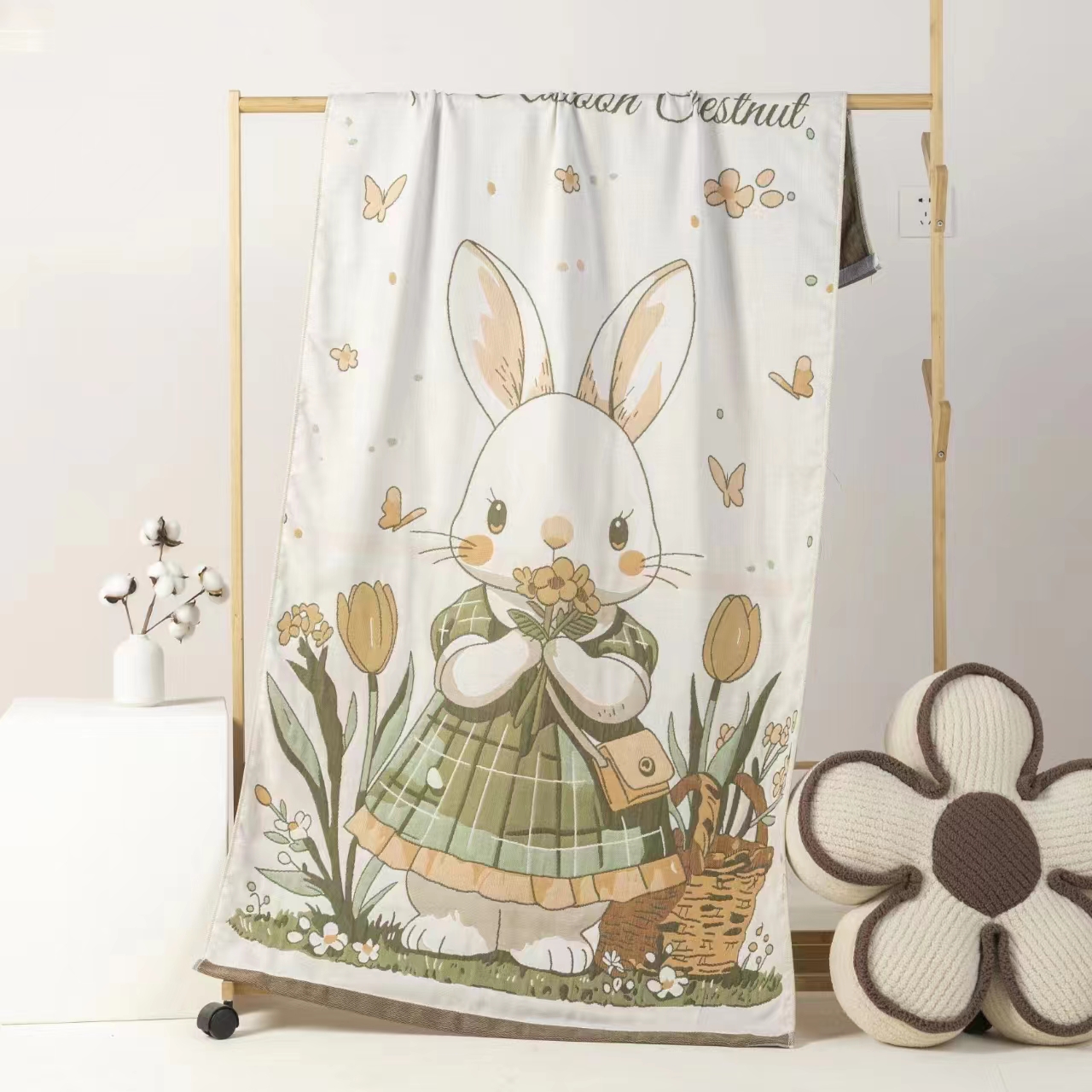 背包兔四季通用棉纱裹巾浴巾80x160家用纯棉吸水速干柔软大人