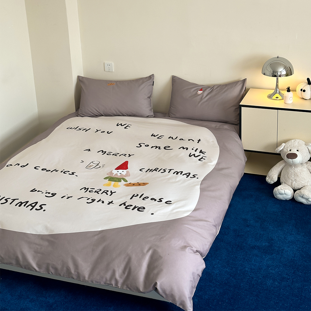 圣诞老人  100支(50*50) 磨毛数码印花柔软舒适纯棉裸睡床品套件