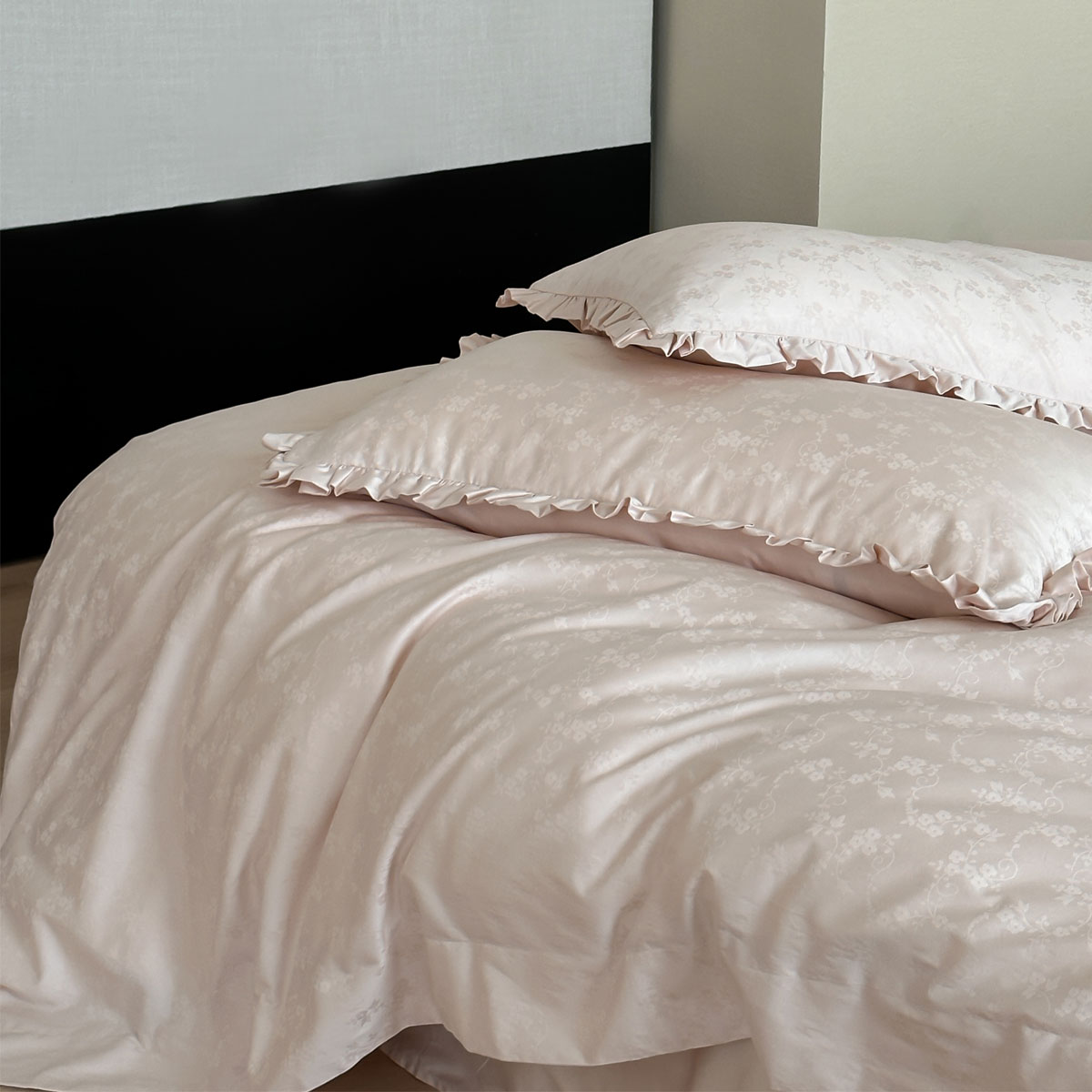 杏花微雨 100支(50*50) 轻奢纯棉提花简约四件套柔软裸睡床品套件