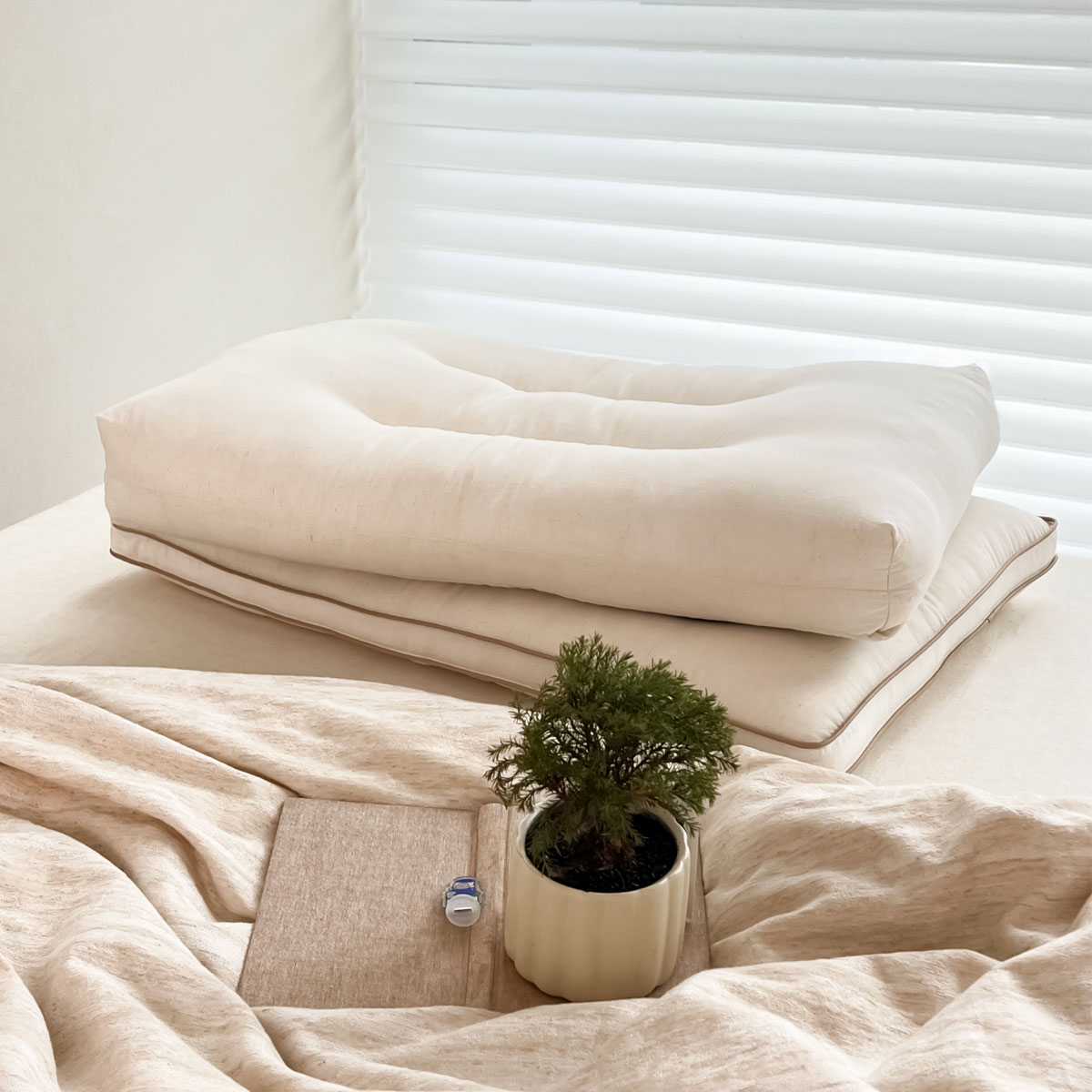 羽介原创  护颈椎助眠荞麦枕绗缝枕头 低枕高枕深睡枕芯枕头