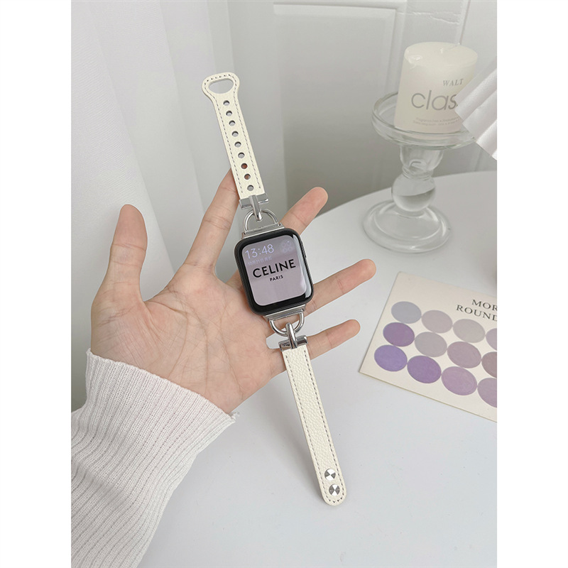 适用oppowatch3pro表带oppo手表带女款真皮荔枝纹双钉watch3/2/1