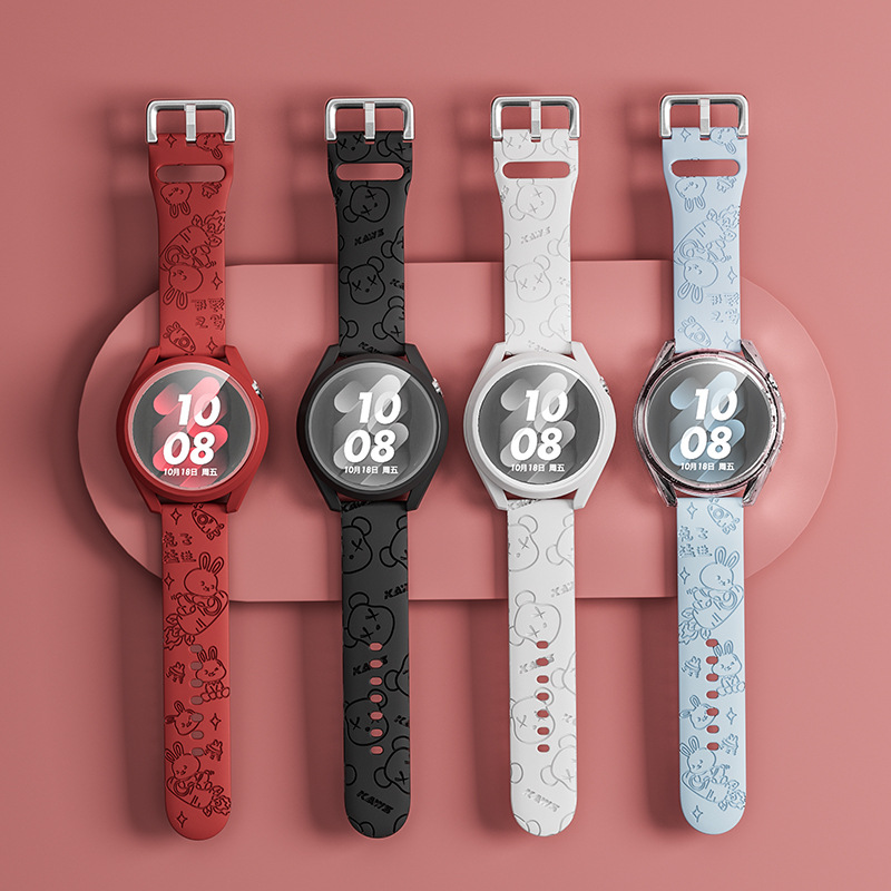适用华为GT3/GT2表带watch3pro硅胶兔年镭射华为手表gt表带卡扣