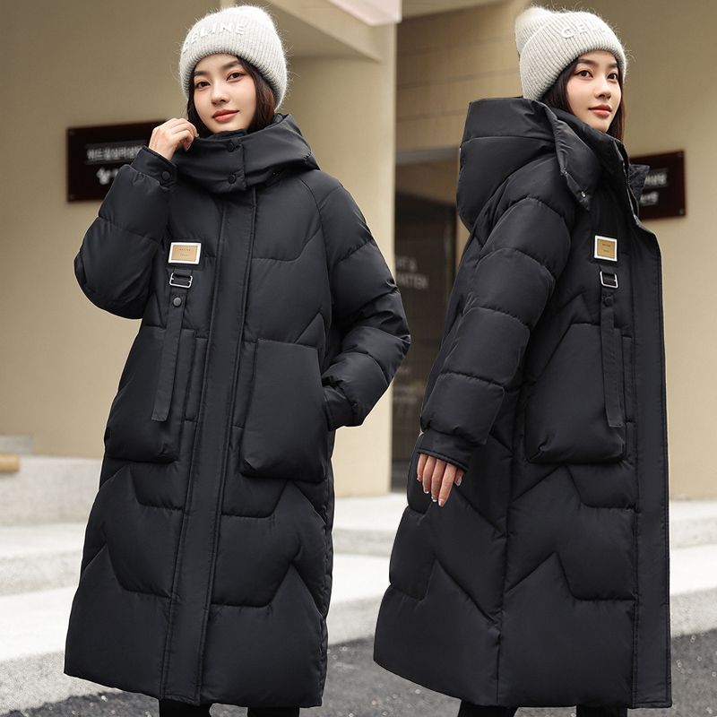 波司豋2023冬季新款棉服女中长款过膝加厚韩版宽松连帽百搭棉衣爆