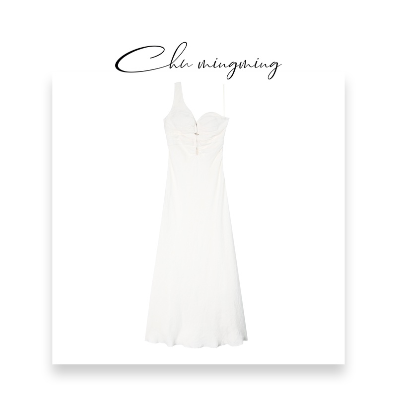 【CHU/2024SSNEW】原创设计《焦点》 时尚白色吊带鱼尾连衣裙LX01