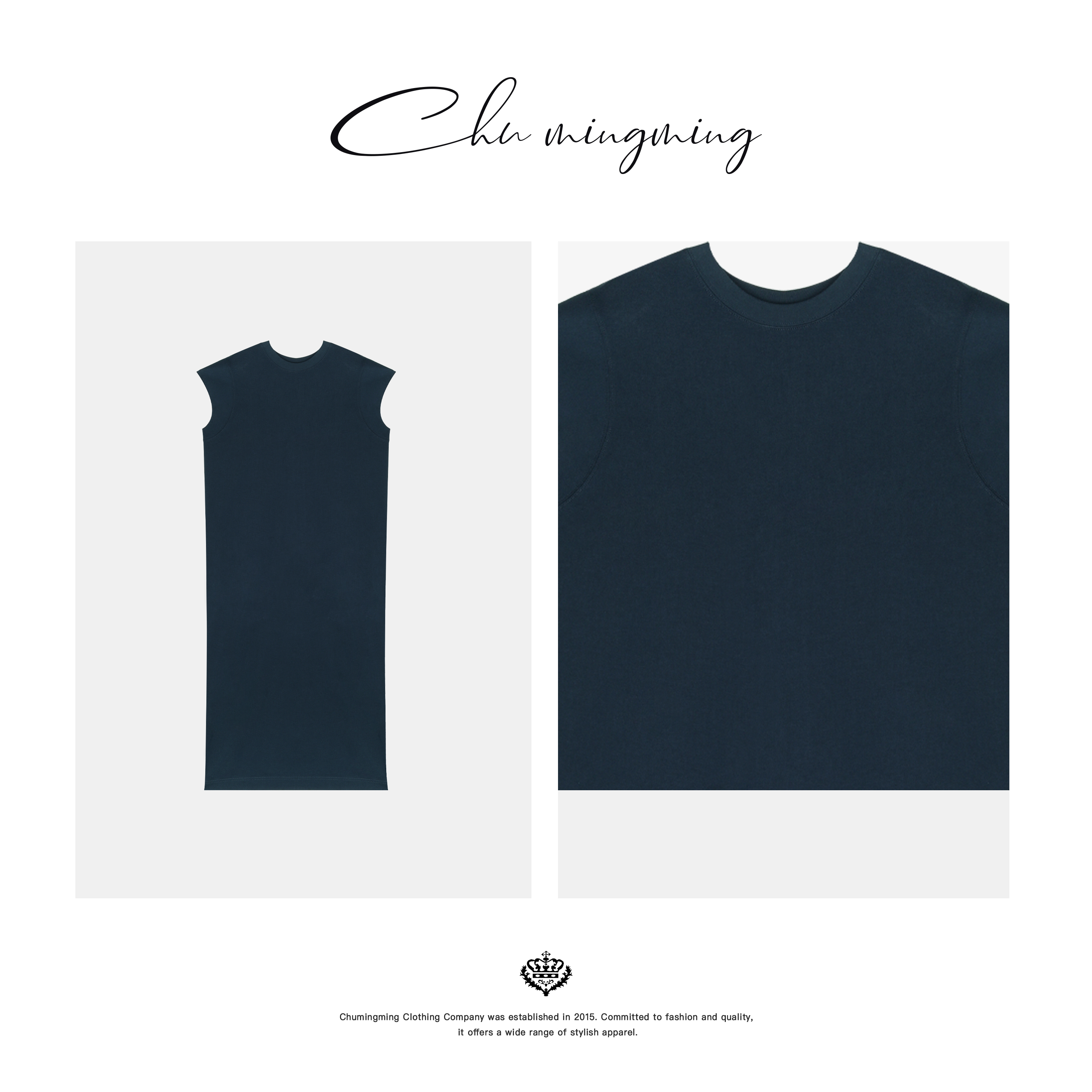 【CHU/2024SSNEW】原创设计《简兮》时尚气轻奢质无袖毛边T裙  JY01