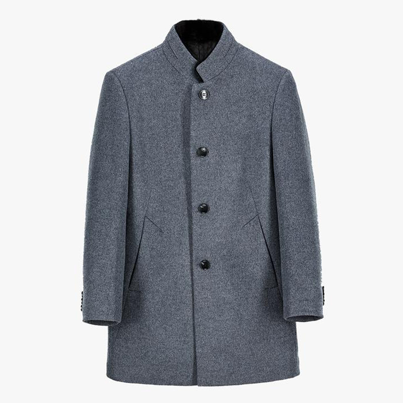 89%绵羊毛11%桑蚕丝男外套男士加厚外套商务(R038A)