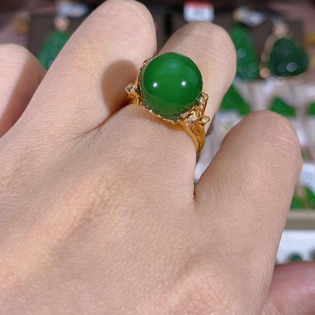 【闪购商品】和田玉（碧玉）珠宝首饰18K金镶嵌