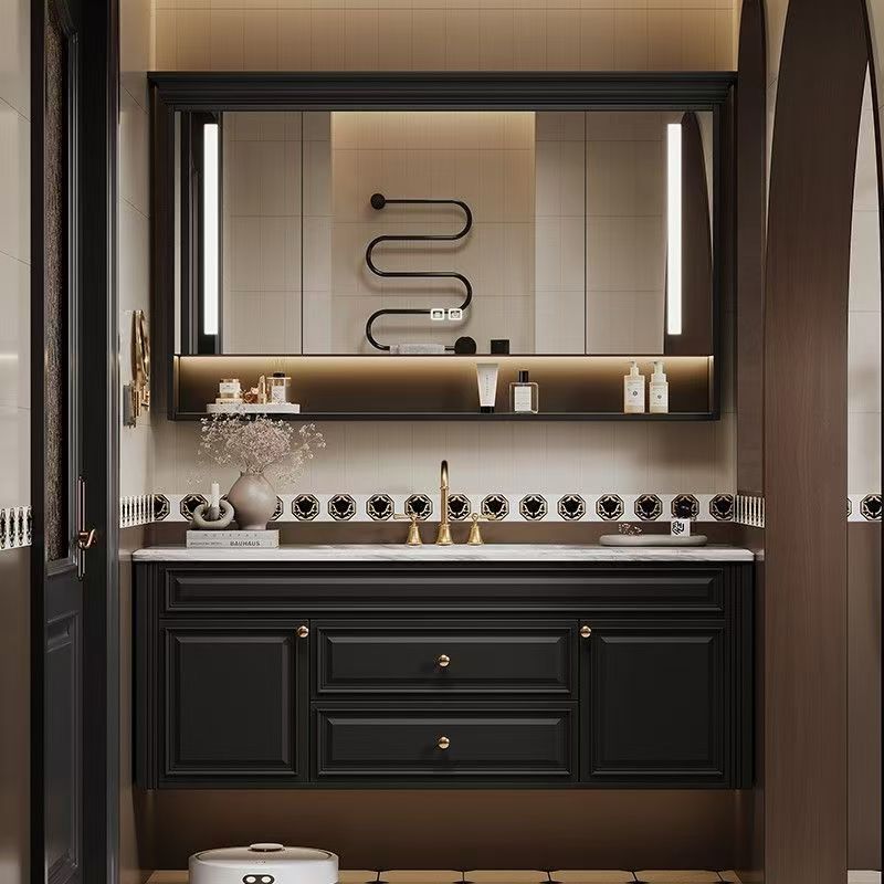 法式复古浴室柜组合奢石卫生间洗漱台洗手盆柜智能镜柜美式卫浴柜