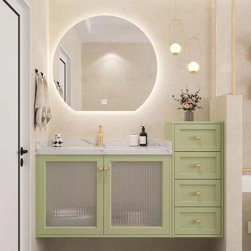 卫浴实木高低浴室柜组合北欧轻奢洗手漱台简约法式洗脸一体陶瓷盆