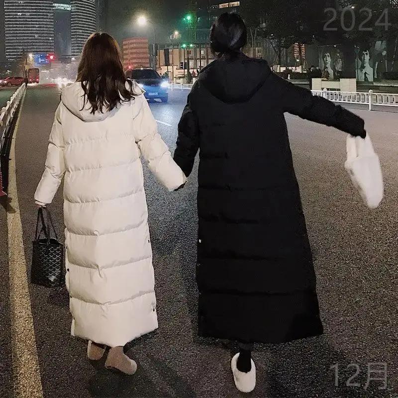 秋秋冬季绒羽服超长服女冬2024新款韩版长款到脚踝服加厚宽