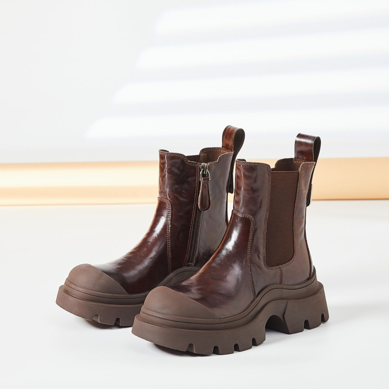 【清货】6085【小胎牛/久穿无折痕】加厚加绒英伦风烟筒靴粗跟百搭