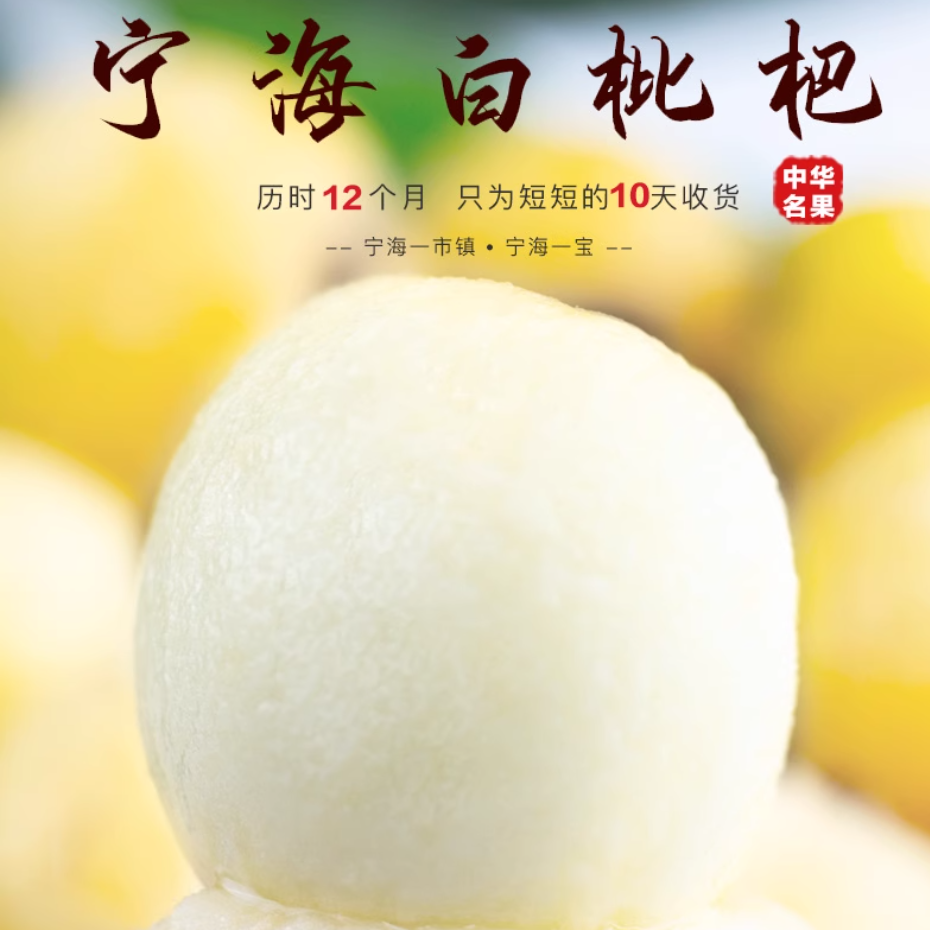 【正宗宁海白枇杷-精品】当季新鲜特甜琵琶白玉水果5斤礼盒装顺丰