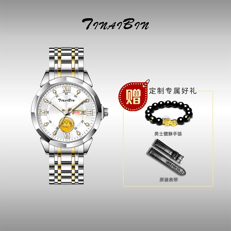 【云仓正品】瑞士TINAIBIN 聚宝盆系列自动腕表 赠手串皮带YH