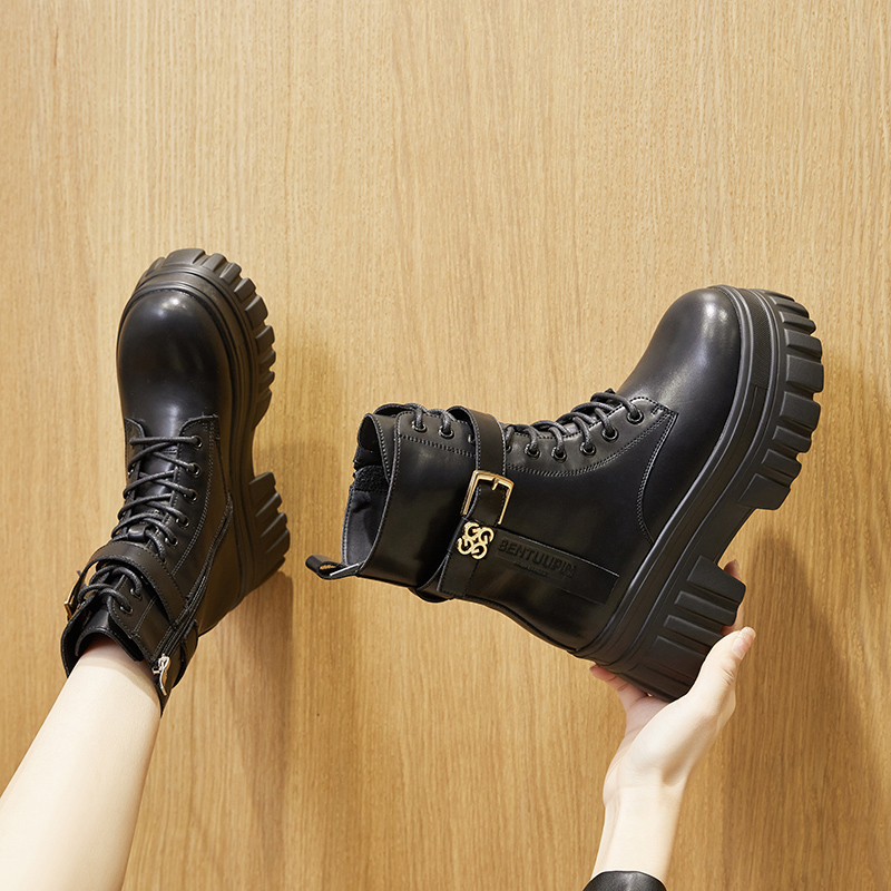 Z8152清仓厚底马丁靴女2025秋冬英伦风短靴百搭小个子内增高靴子