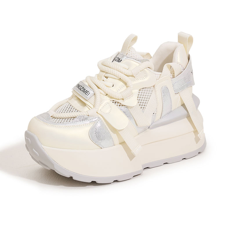 Z8773厚底老爹鞋2025夏季新款松糕增高百搭休闲鞋子镂空网面凉鞋