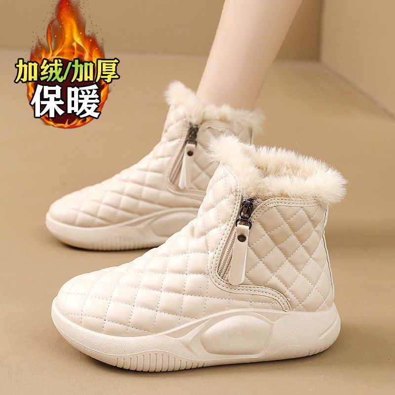 厚底防滑雪地靴女2023年冬季加绒加厚保暖棉鞋松糕底轻便休
