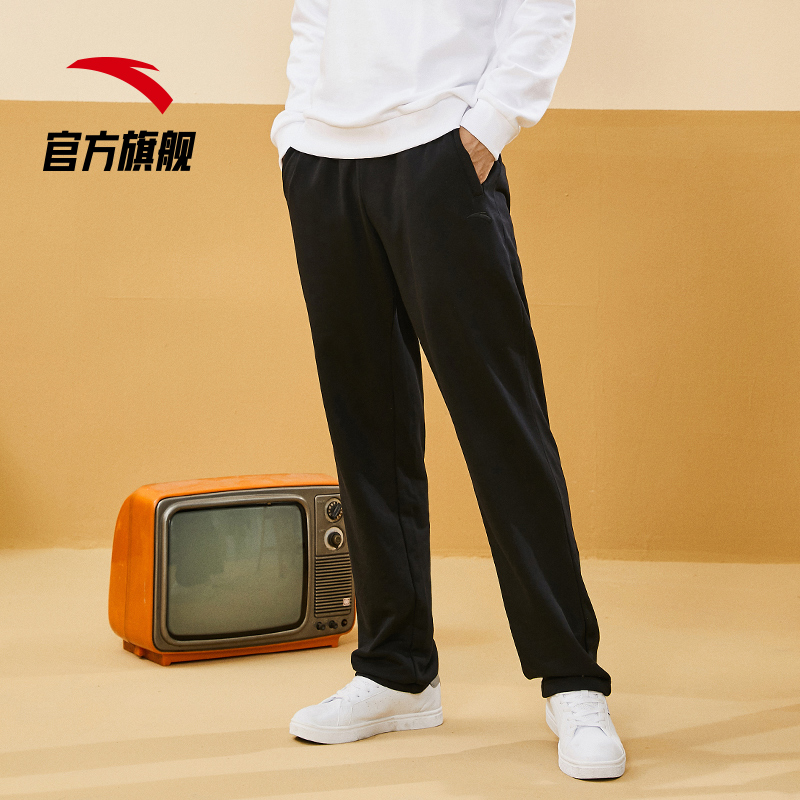 安踏运动裤薄款男士秋季新款直筒裤透气休闲卫裤针织束脚裤长裤子