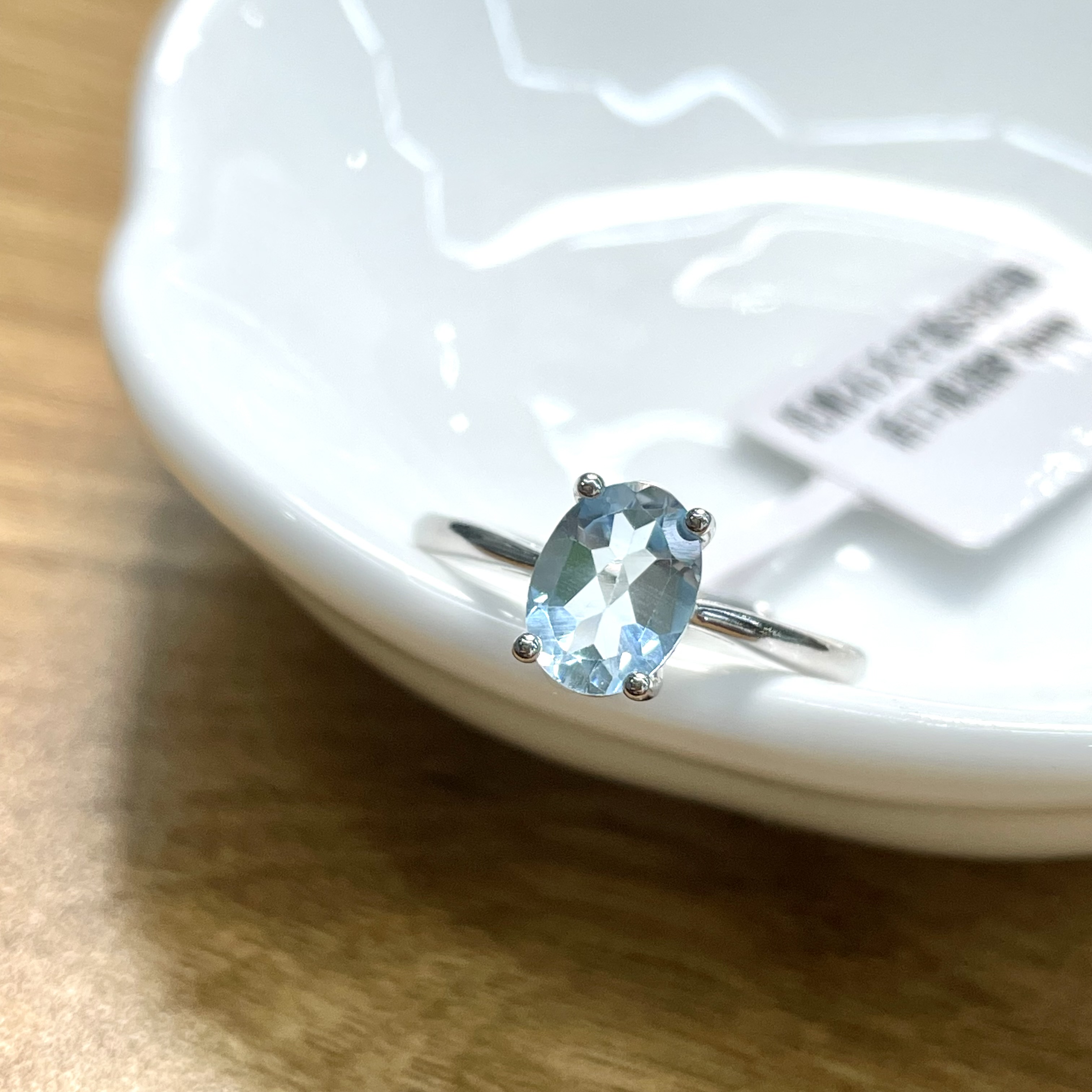【珠宝兄弟 兄弟专享】约6*8mm托帕石天空蓝S925银戒指开口