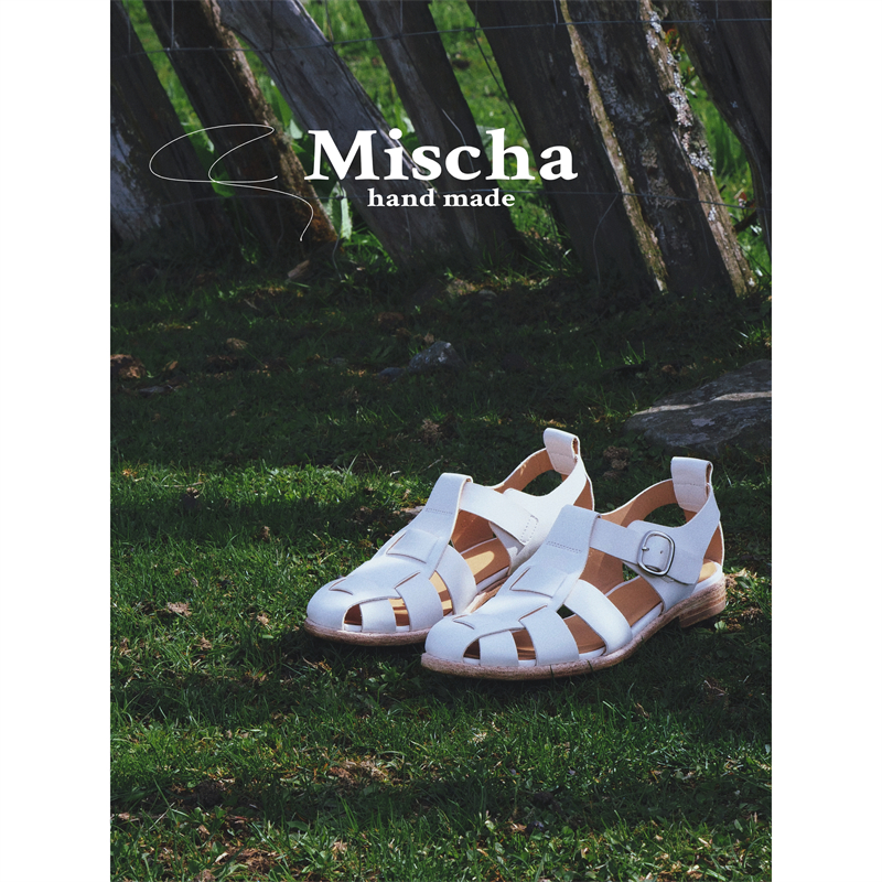 mischa2023新款罗马凉鞋女复古白色沙滩鞋小众设计感猪笼鞋