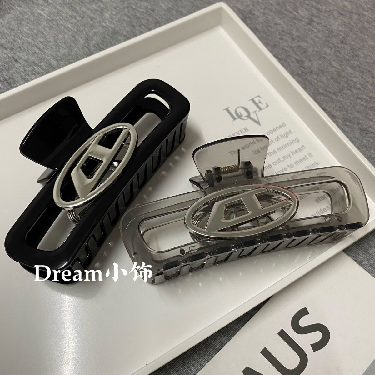 非金属亚克力发饰高级小众百搭黑色气质简约高颜值后脑勺鲨鱼发夹