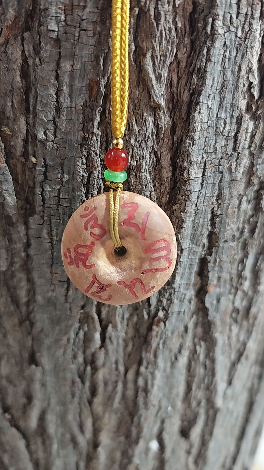 非金属木质吊坠 野生桃木平安扣纯手工雕刻挂件